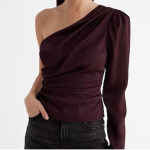 Express One-Shoulder Dark Purple Blouse